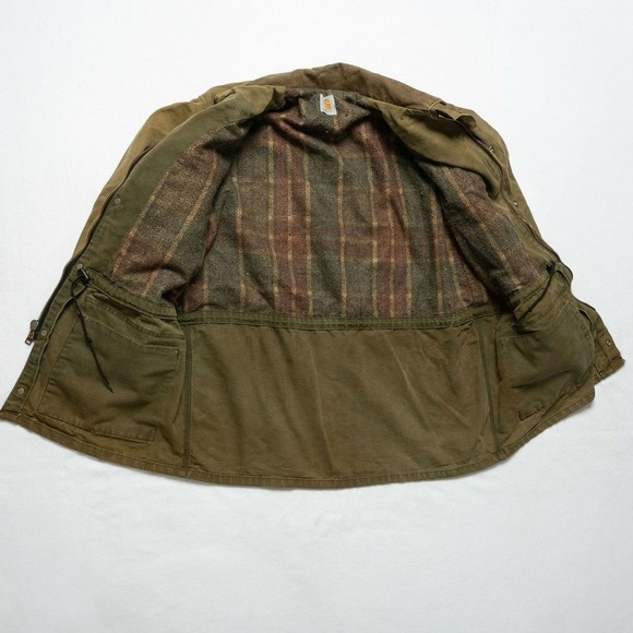 Vintage Carhartt Blanket Lined Duck Canvas Field Coat Jacket USA 90s Olive, XL - Picture 3 of 10